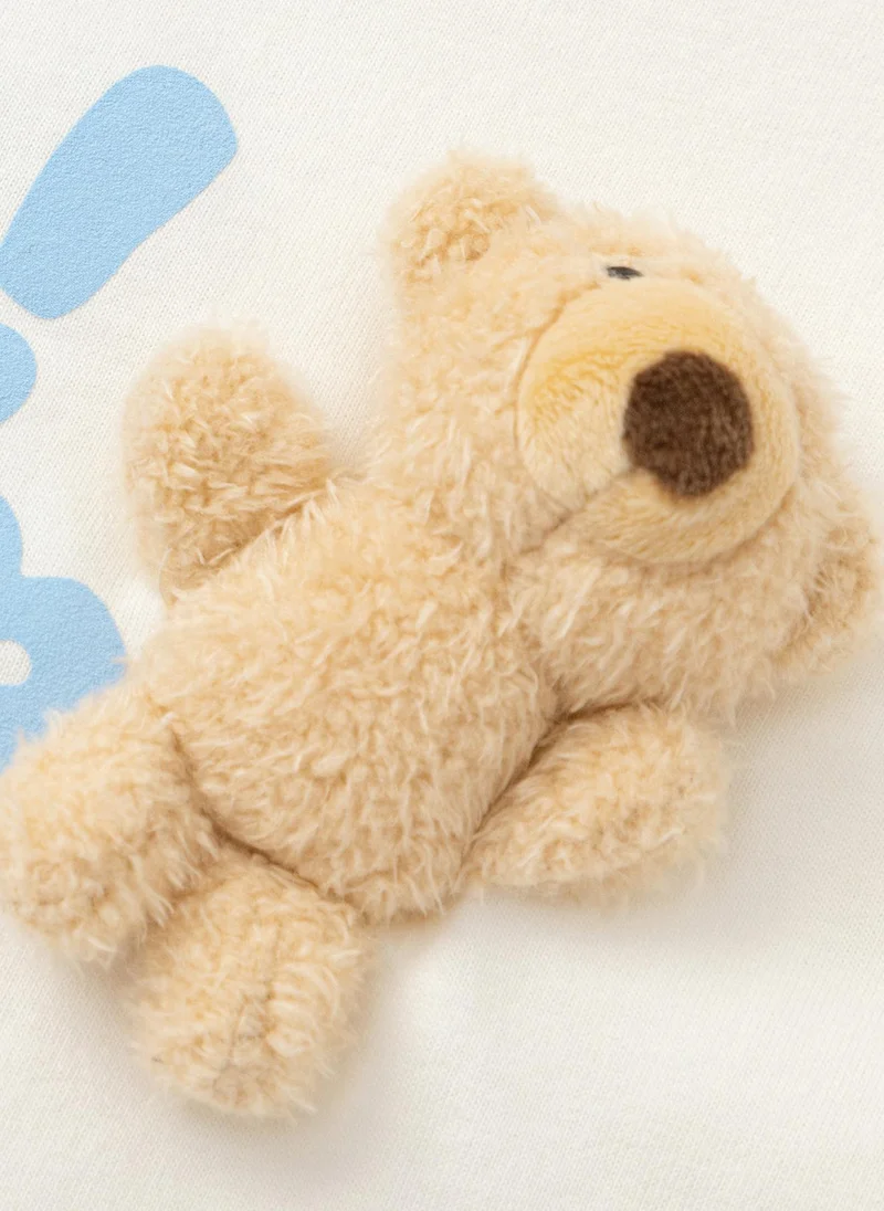 Balabala Off White Toddler Unisex Round v-neck long-sleeved T-shirt  | Best Price UAE